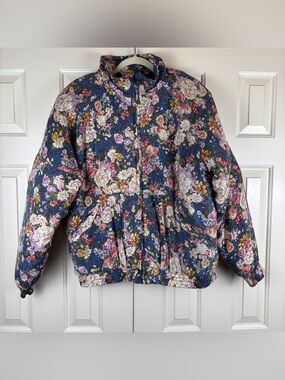 Vintage 90s A.C.I. Silk Floral Quilted Jacket